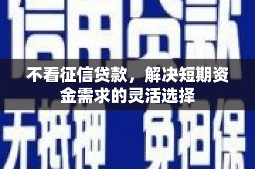 濮阳不看征信贷款，解决短期资金需求的灵活选择