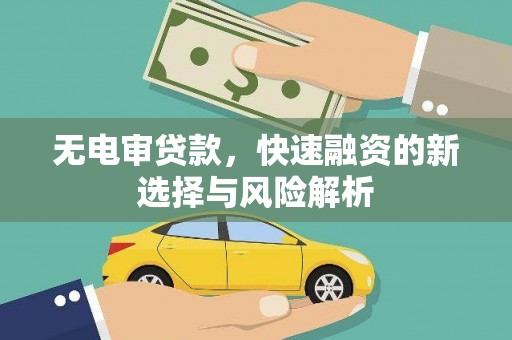濮阳无电审贷款，快速融资的新选择与风险解析