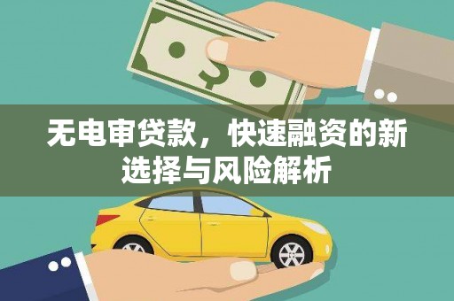 濮阳无电审贷款，快速融资的新选择与风险解析