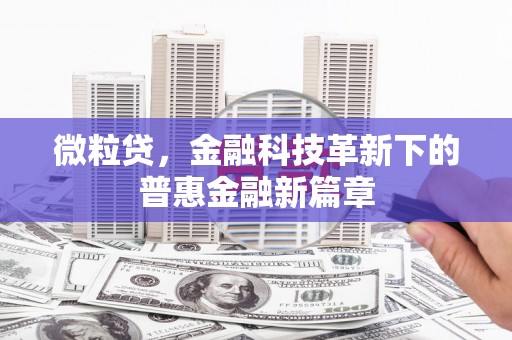 濮阳微粒贷，金融科技革新下的普惠金融新篇章