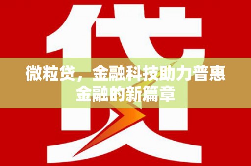 濮阳微粒贷，金融科技助力普惠金融的新篇章